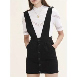 MAJE Ritana Black Denim Pinafore Overall Dress - Size EU 40 / US M